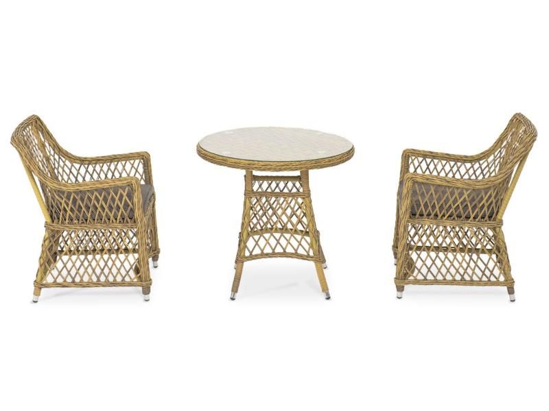 Обеденная группа Эспрессо-80 L 4SIS из искусственного ротанга, цвет соломенный фото 3