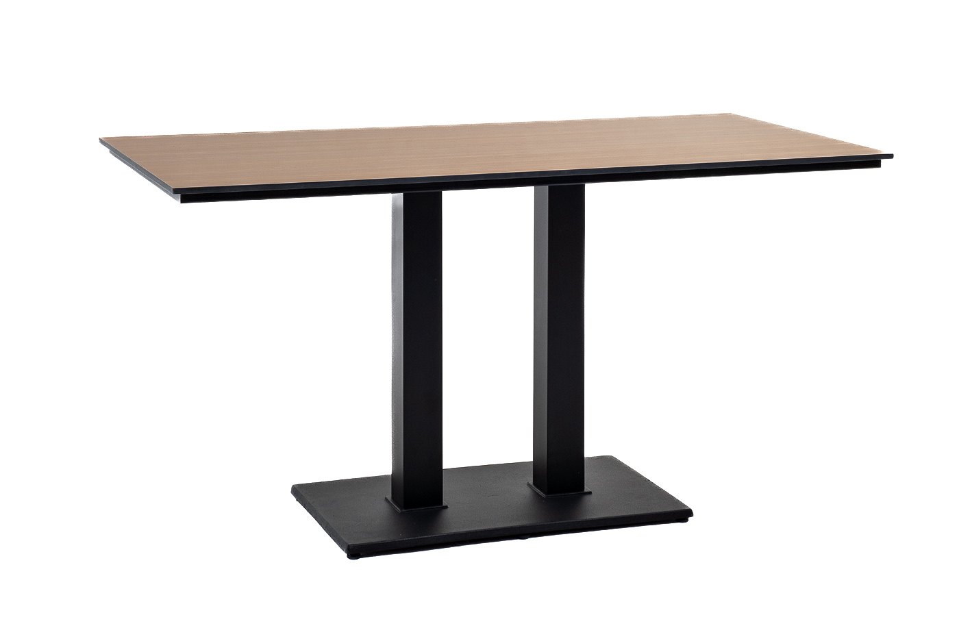 Каффе обеденный стол из HPL 140х70см, цвет дуб, подстолье двойное черное фото 1