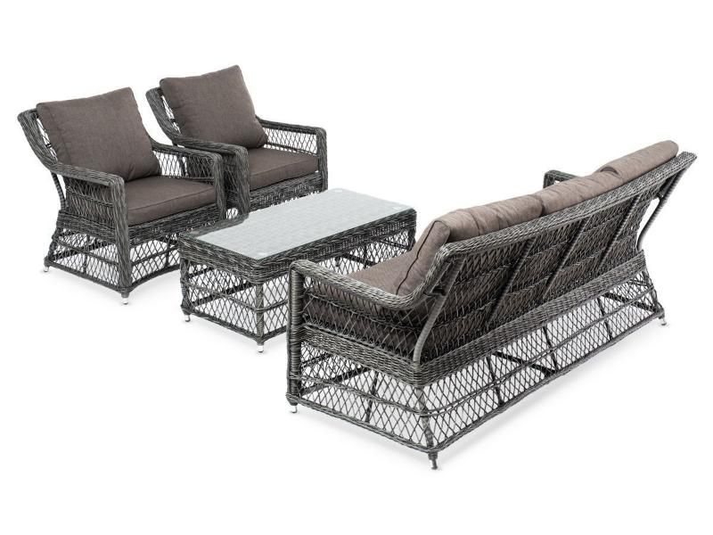 Лаунж-зона Гранд Латте 4SIS из искусственного ротанга, цвет графит фото 4