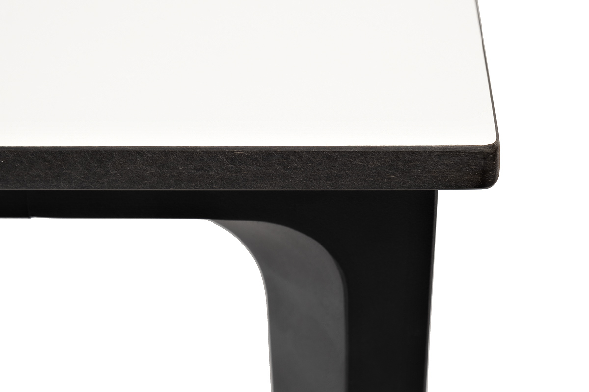 Малага обеденный стол из HPL 90х90см, цвет молочный, каркас черный фото 5