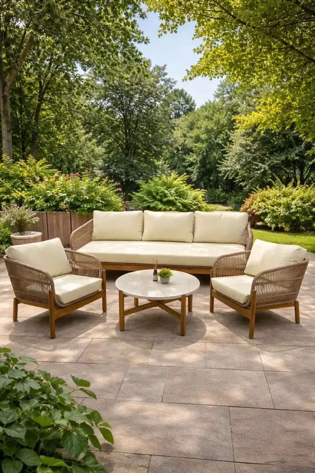 Лаунж-зона Eleonora Royal Family из натурального дерева с 3-хместным диваном фото 3