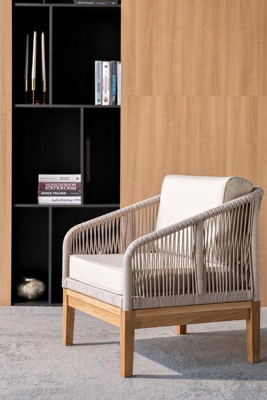 Кресло Канны 4SIS из роупа (веревки), основание дуб, цвет бежевый фото 10