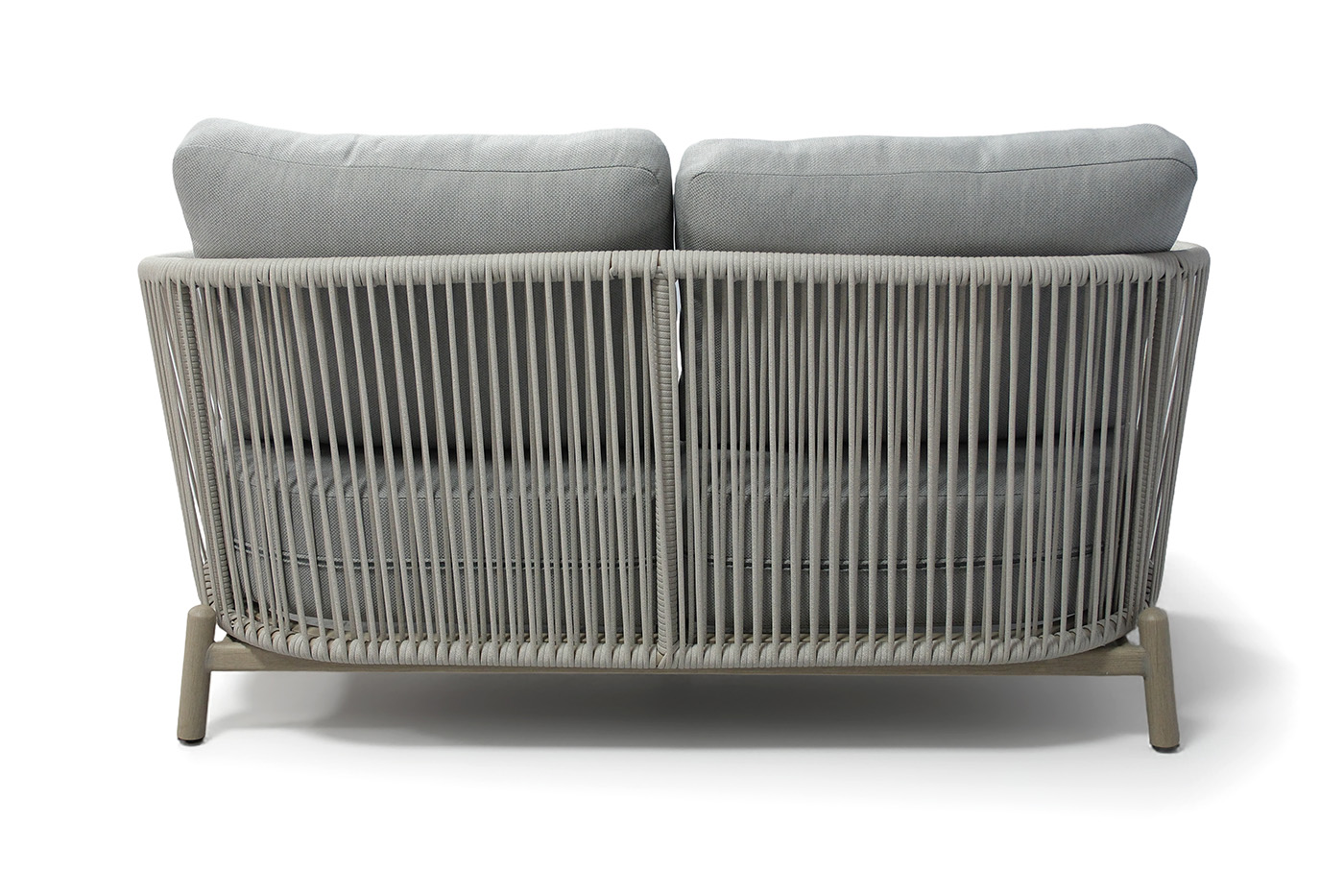 Прато диван двухместный из искусственного ротанга, цвет светло-серый, каркас под дерево (холодно-бежевый) фото 4