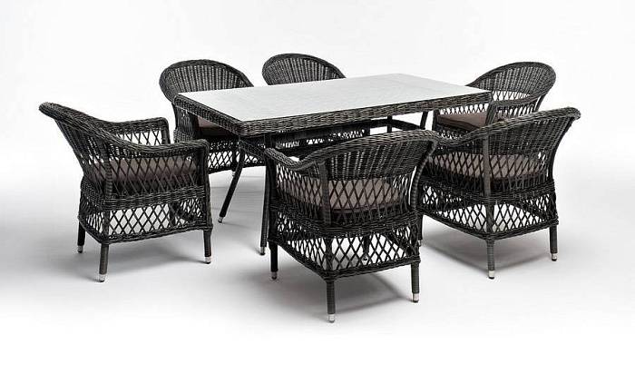 Обеденная Амароне 4SIS группа из искусственного ротанга на 6 персон, цвет графит фото 2
