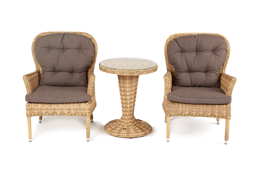 Алиса кофейный комплект из искусственного ротанга, цвет соломенный фото 2