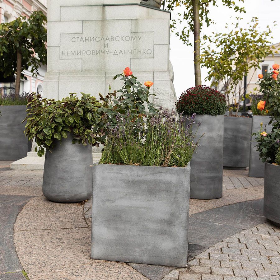 Кашпо Concretika Куб 40x40x40 Конкрит грей лайт фото 7