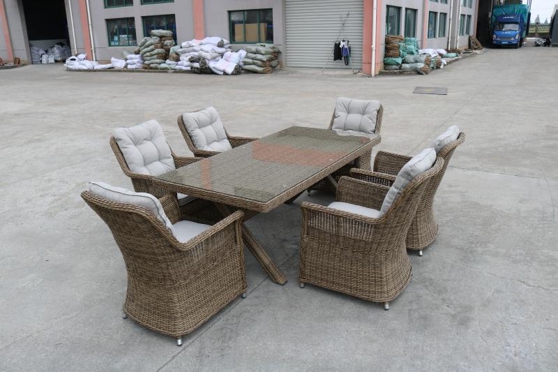Обеденный комплект Victor Royal Family из искусственного ротанга c 6 креслами, цвет коричневый фото 2