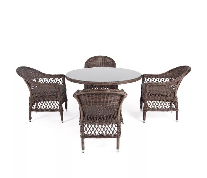 Обеденная группа Дольче 4SIS из искусственного ротанга, цвет коричневый фото 2