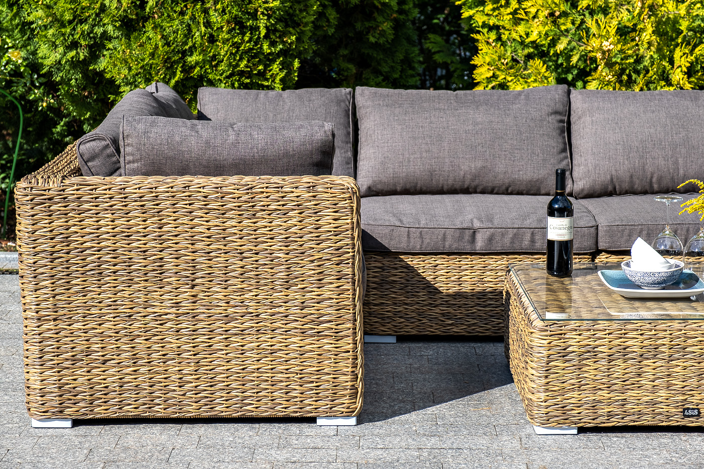 Лунго модуль диванный угловой с подушками, цвет соломенный (гиацинт) фото 5