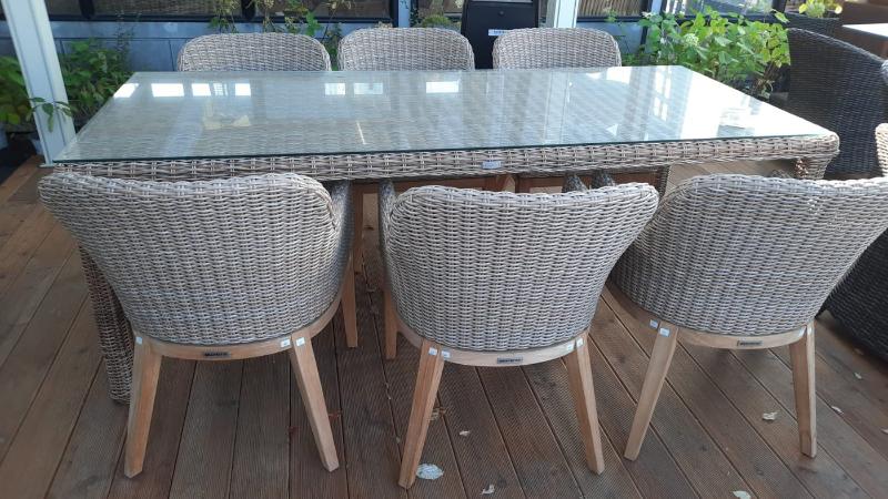 Комплект обеденной мебели Ontario-Catherine Brafritid коричневый/бежевый, тик/искусственный ротанг фото 2