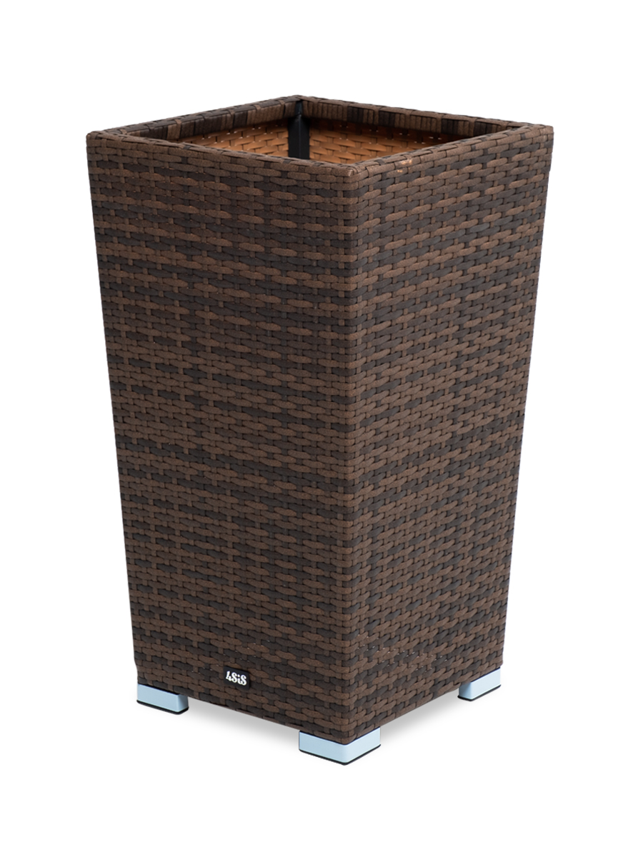 Капучино кашпо для цветов плетеное из искусственного ротанга, цвет коричневый фото 1