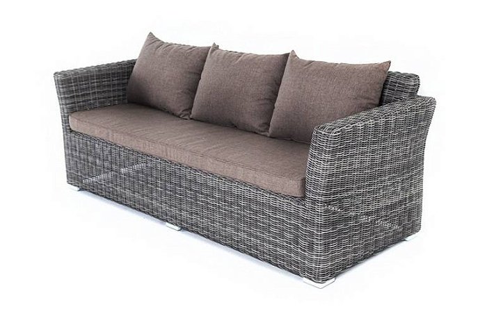 Диван Капучино 4SIS из искусственного ротанга трехместный, цвет графит фото 1