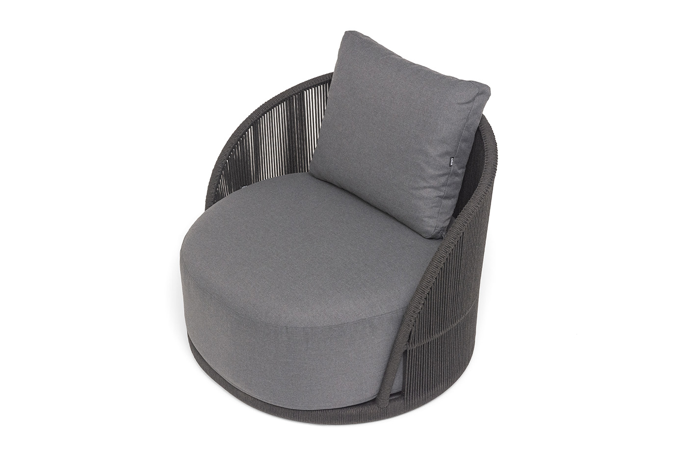 Монтелла кресло плетеное из роупа, каркас алюминий темно-серый (RAL7024) муар, роуп темно-серый круглый, ткань темно-серая 027 фото 4