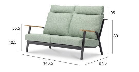 Комплект лаунж мебели Malmo Brafritid с 2-х местным диваном, антрацит/светло-серый, алюминий фото 8
