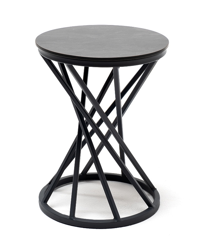 Сантьяго журнальный стол из HPL круглый Ø40 H55, каркас из стали темно-серый (RAL 7024), цвет столешницы серый гранит фото 1