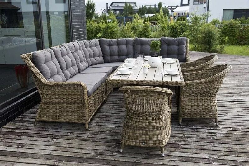 Правый модуль дивана Бергамо 4SIS из искусственного ротанга, цвет соломенный фото 5