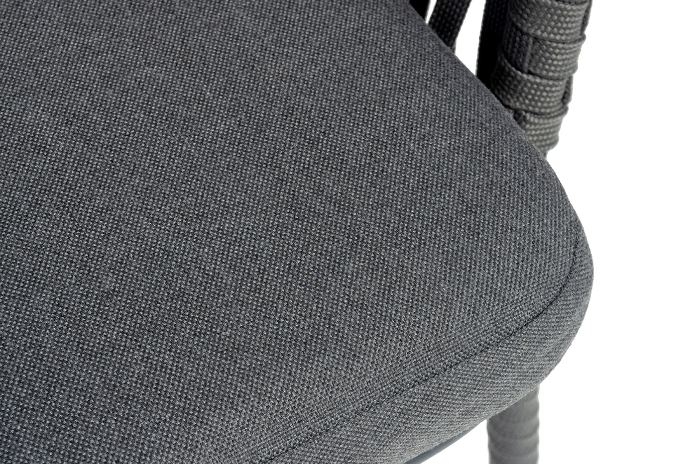 Бордо стул барный плетеный из роупа, каркас из стали темно-серый (RAL7024) муар, роуп серый 15мм, ткань темно-серая 027 NEW фото 7