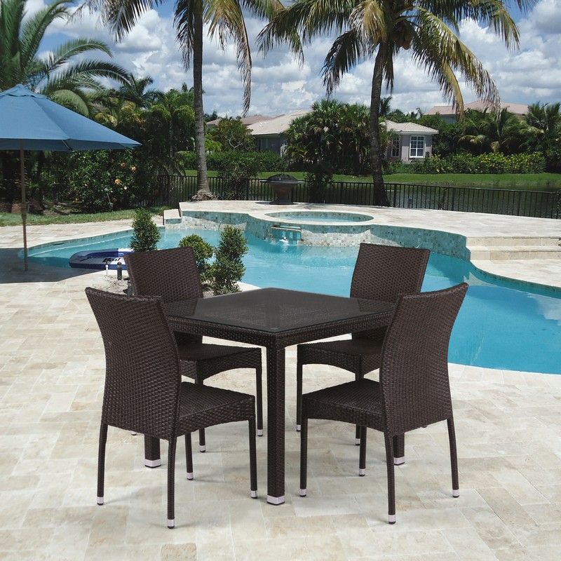 Комплект плетеной мебели T257A/YC380A-W53 Brown (4+1) + подушки на стульях фото 1