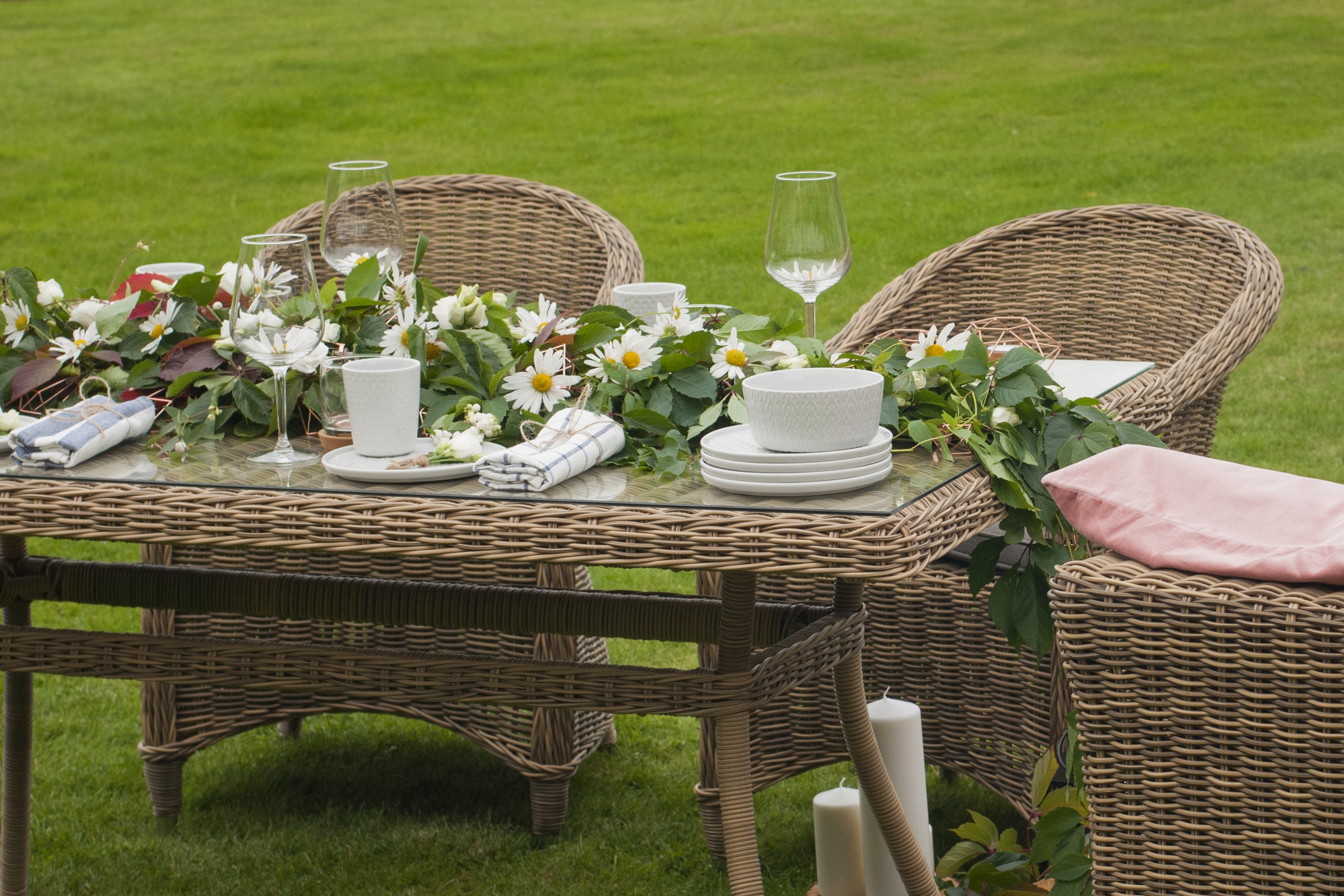 Латте плетеный стол из искусственного ротанга 200х90см, цвет соломенный фото 7