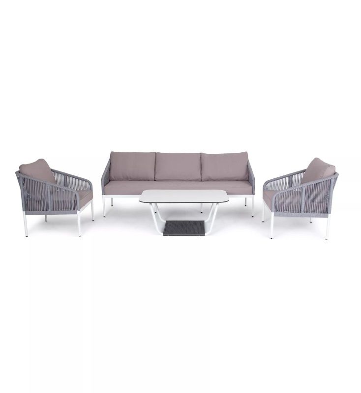 Плетеная лаунж-зона Канны 4SIS из роупа (веревки), цвет светло-серый фото 3