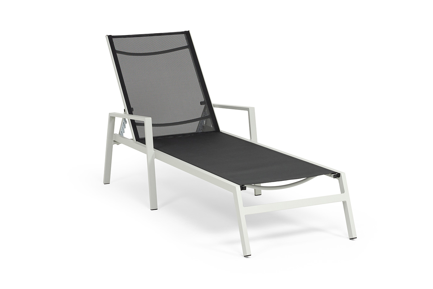 Парма шезлонг, каркас алюминий светло-серый (RAL7035) муар, ткань текстилен темно-серая фото 1