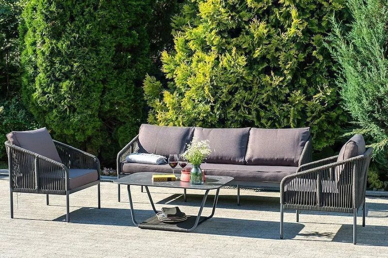 Плетеная лаунж-зона Канны 4SIS из роупа (веревки), цвет темно-серый фото 4