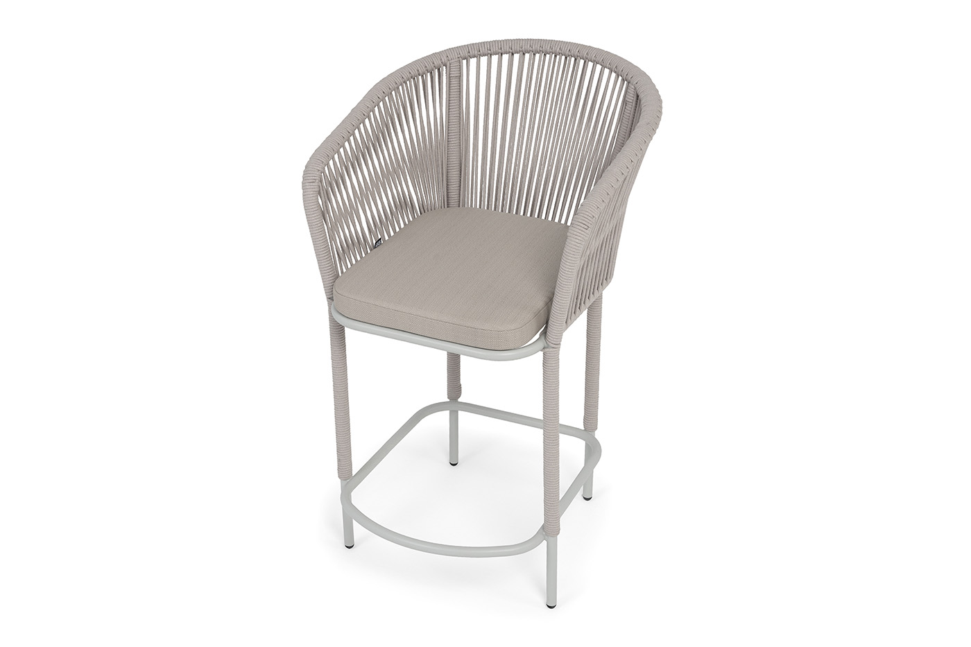 Марсель стул полубарный плетеный из роупа, каркас из стали светло-серый (RAL7035) муар, роуп бежевый круглый, ткань Mossle бежевая, пос.H65 фото 4