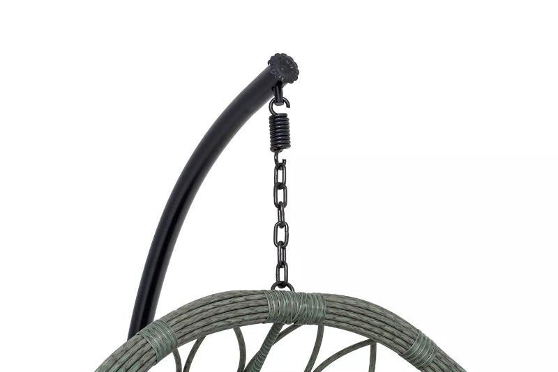 Подвесное кресло Венеция 4SIS из искусственного ротанга, цвет серый с бежевой подушкой фото 3