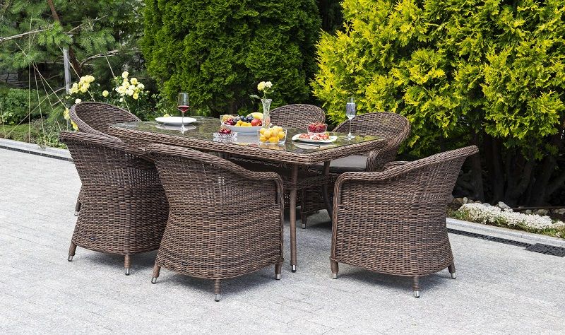 Обеденная группа Эспрессо 4SIS из искусственного ротанга, цвет коричневый фото 7