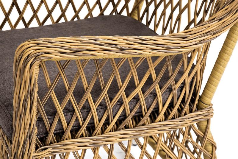 Обеденная группа Эспрессо-80 L 4SIS из искусственного ротанга, цвет соломенный фото 5