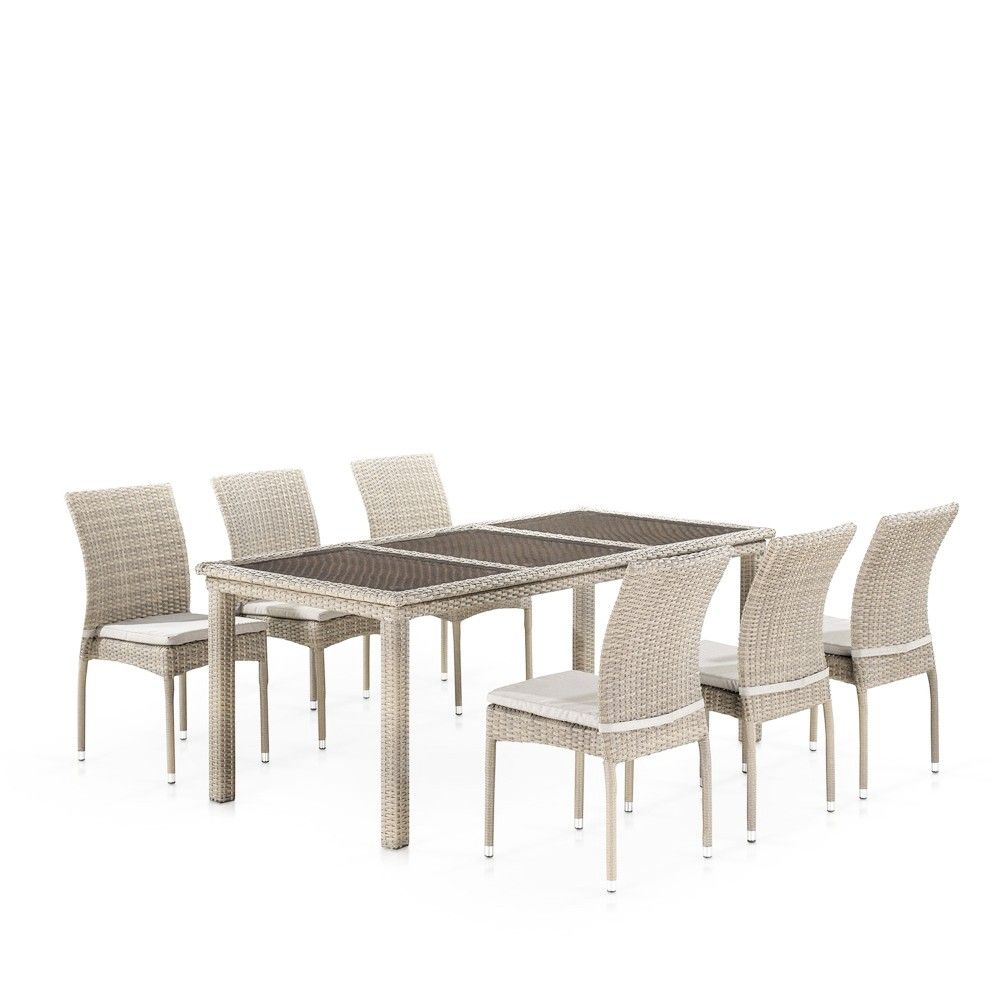 Комплект плетеной мебели T365/Y380C-W85 Latte (6+1) + подушки фото 1