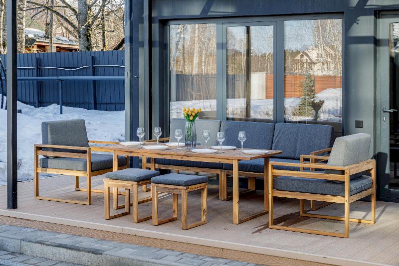 Обеденный комплект Brooklyn Royal Family из дерева, цвет серый фото 1