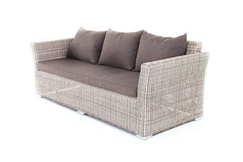 Диван трехместный Капучино 4SIS из искусственного ротанга, цвет бежевый фото 4