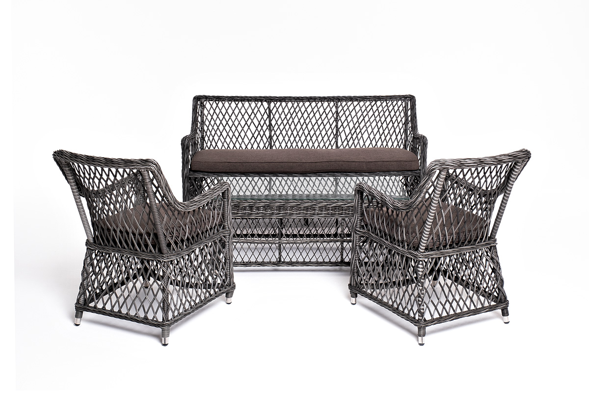 Асти лаунж-зона из искусственного ротанга на 4 персоны, цвет графит фото 4
