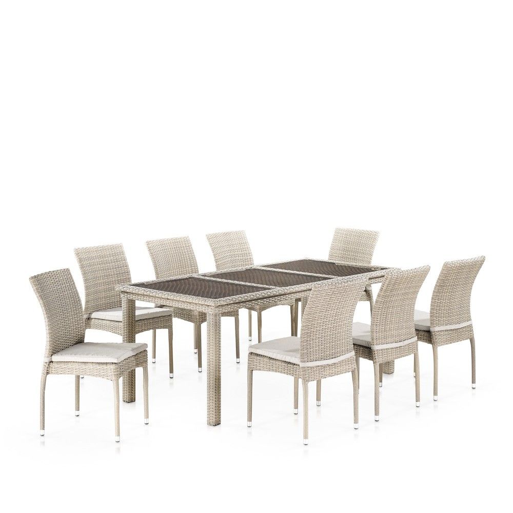 Комплект плетеной мебели T365/Y380C-W85 Latte (8+1) + подушки фото 1