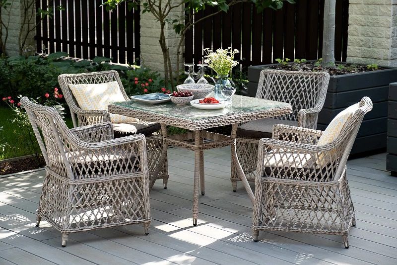 Плетеный стол Айриш 4SIS из искусственного ротанга, цвет бежевый фото 6