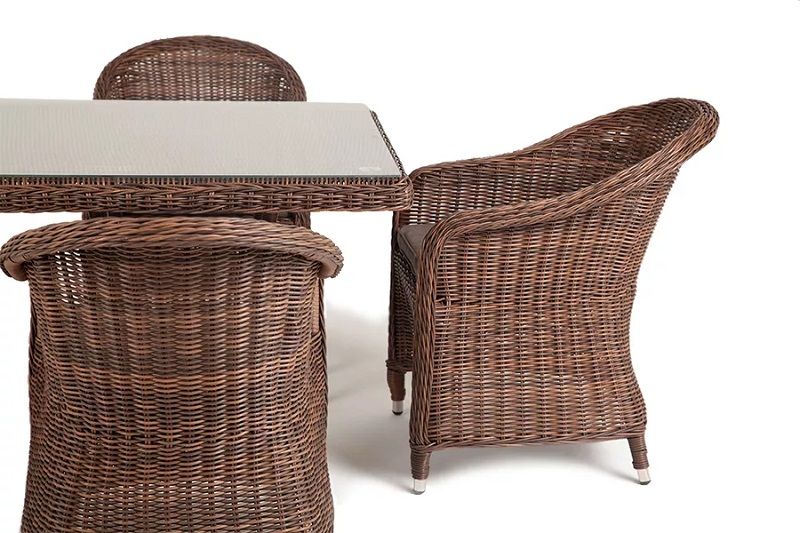 Обеденная группа Фредо 4SIS из искусственного ротанга, цвет коричневый фото 3