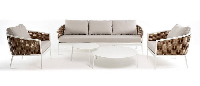 Лаунж-Зона Тоскана 4SIS из искусственного ротанга, цвет соломенный фото 2