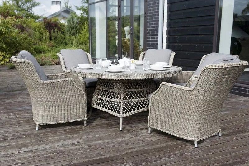 Обеденная группа Неаполь 4SIS из искусственного ротанга, цвет бежевый фото 5