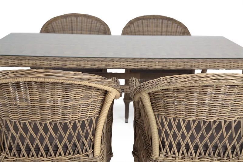 Обеденная группа Амароне 4SIS из искусственного ротанга, цвет соломенный фото 6