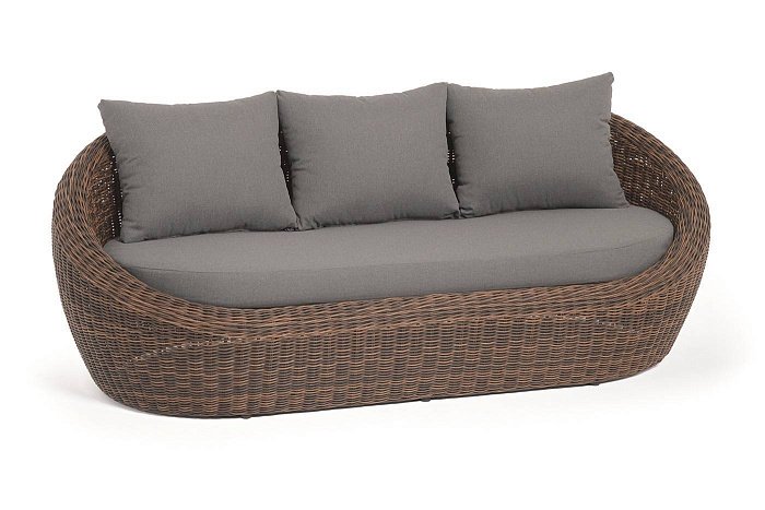 Диван Барселона 4SIS из искусственного ротанга трехместный, цвет коричневый фото 2