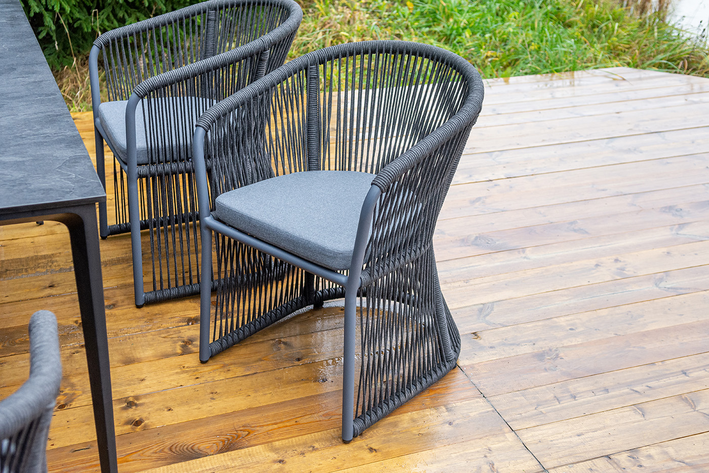 Романо обеденная группа на 6 персон, каркас темно-серый, роуп темно-серый фото 6