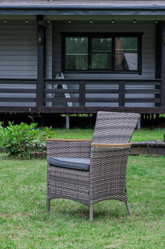 Обеденное кресло Amelia Royal Family из искусственного ротанга, цвет серый фото 2