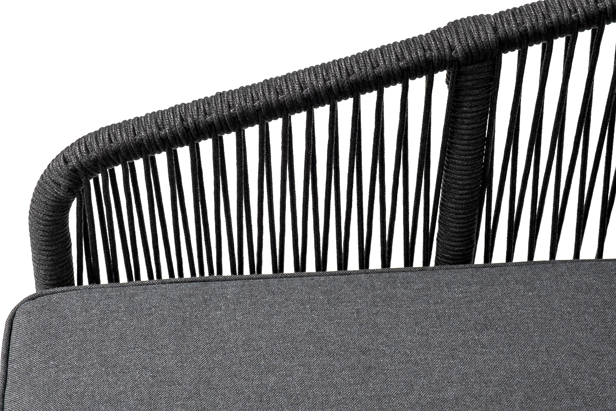 Канны диван модульный плетеный из роупа, каркас алюминий темно-серый (RAL7024), роуп темно-серый круглый, ткань темно-серая фото 7