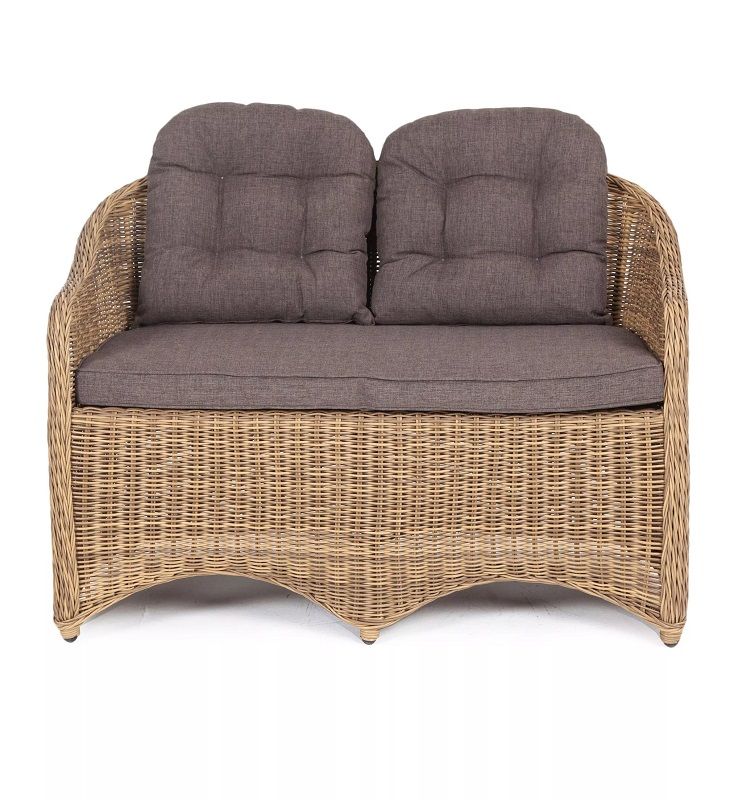 Диван двухместный Равенна 4SIS из искусственного ротанга, цвет соломенный фото 3