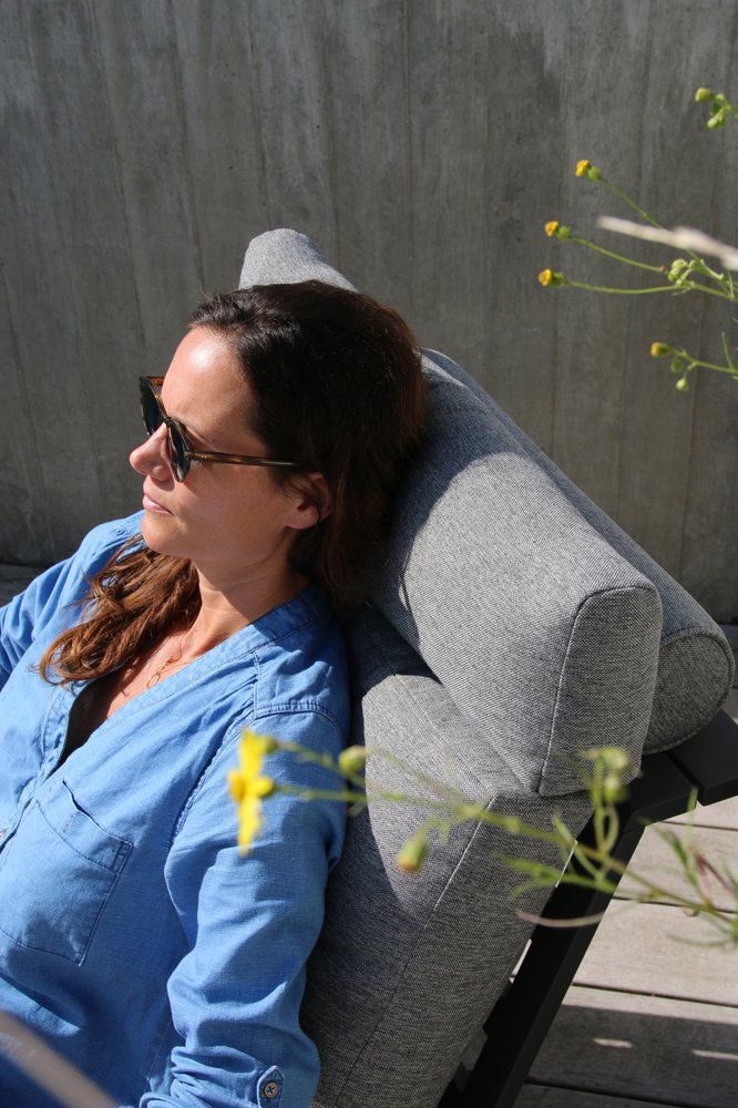 Кресло Malmo Brafritid с пуфом,антрацит/серый, алюминий/тик фото 6