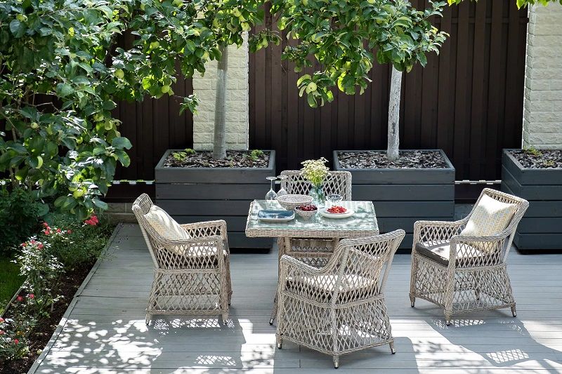 Плетеная обеденная группа Айриш 4SIS из искусственного ротанга, цвет бежевый фото 4