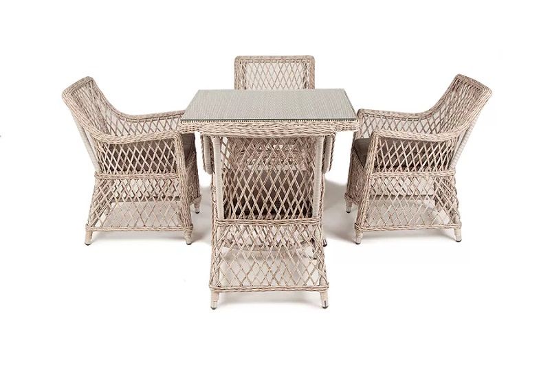 Плетеная обеденная группа Айриш 4SIS из искусственного ротанга, цвет бежевый фото 2