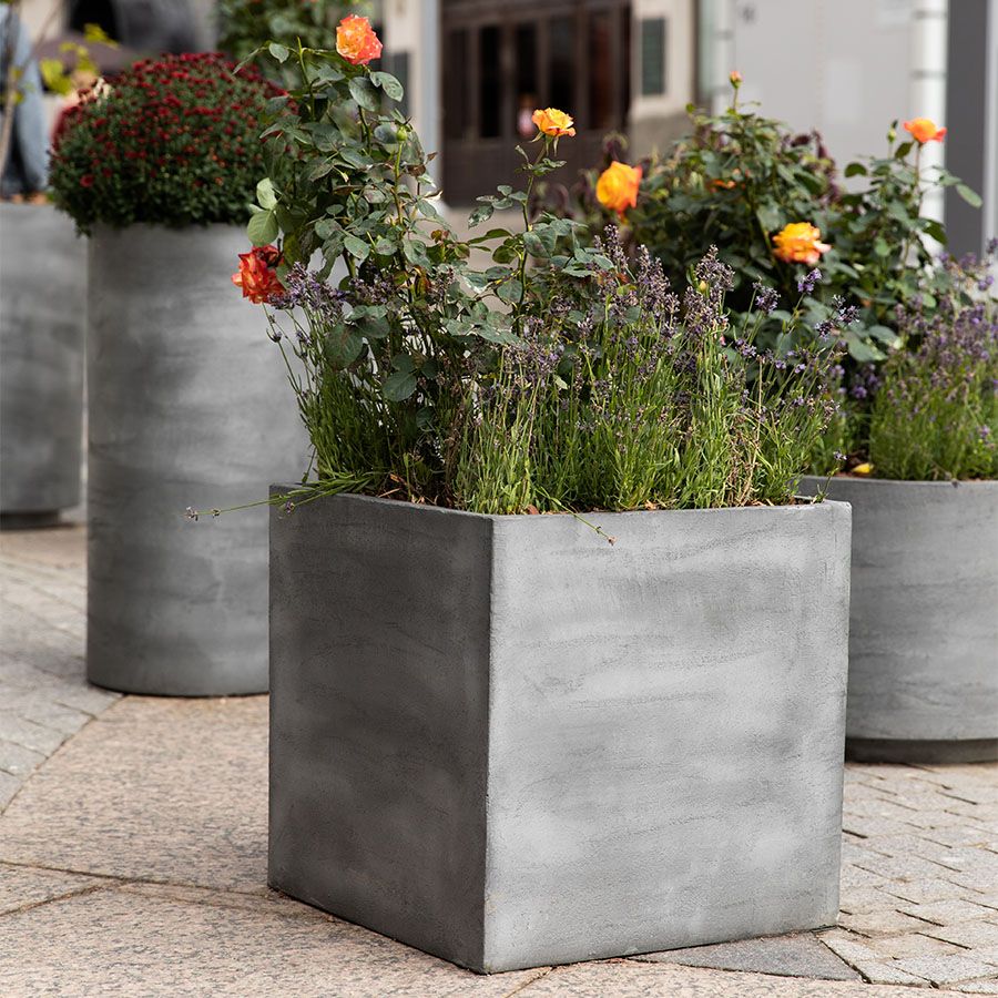 Кашпо Concretika Куб 40x40x40 Конкрит грей лайт фото 4
