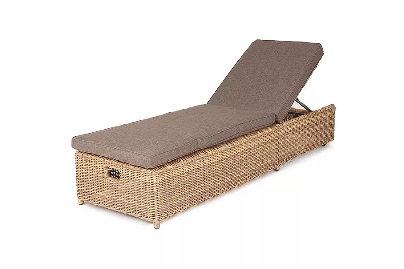 Шезлонг Рим 4SIS из искусственного ротанга, цвет соломенный с подушкой фото 3